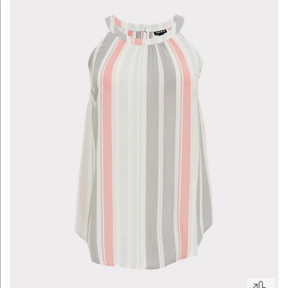 TORRID WHITE & MULTI STRIPE GODDESS TANK